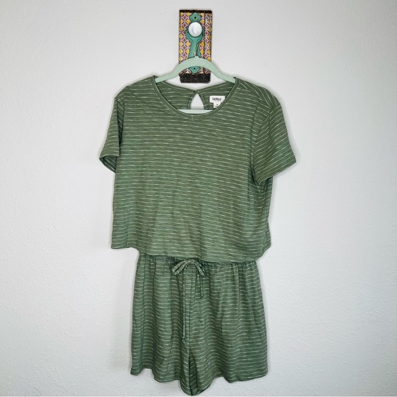 Upwest Olive Green Striped Romper - Picture 2 of 5
